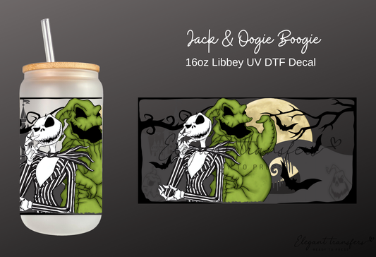 Jack & Oogie Boogie Wrap [UV DTF - 16oz Libbey Glass Can] | Ready to Apply | Physical Product | Transfer