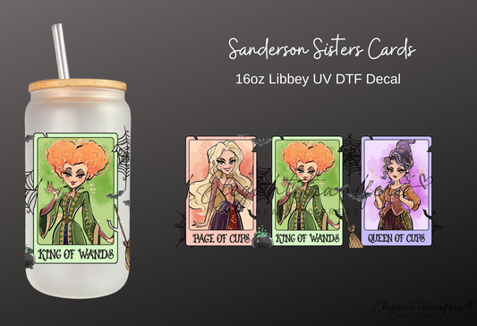 Sanderson Sisters Cards Wrap [UV DTF - 16oz Libbey Glass Can] | Ready to Apply | Physical Product | Transfer