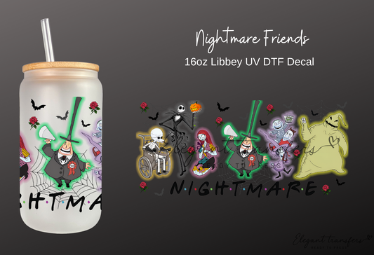 Nightmare Friends Wrap [UV DTF - 16oz Libbey Glass Can] | Ready to Apply | Physical Product | Transfer