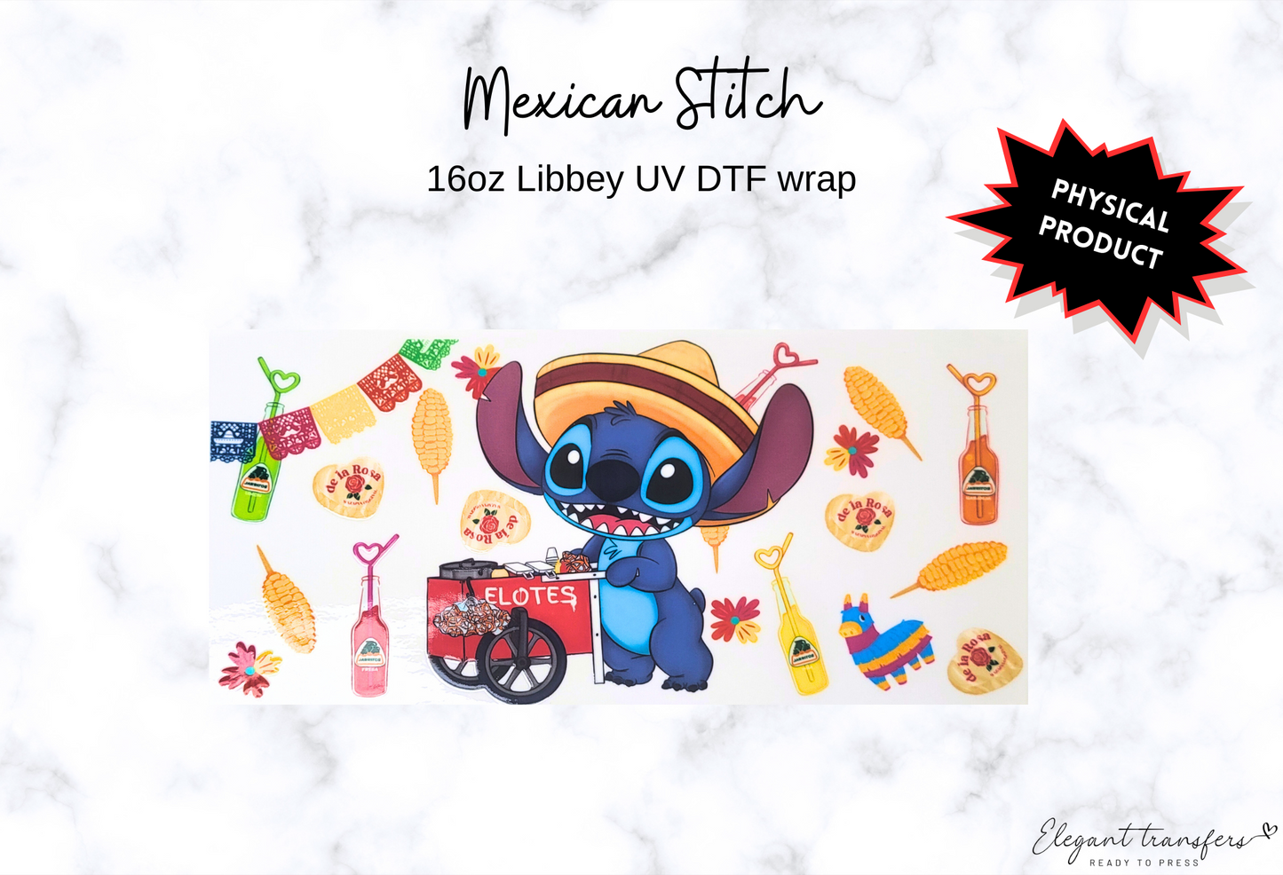 Mexican Stitch Wrap [UV DTF - 16oz Libbey Glass Can] | Ready to Apply | Physical Product | Transfer