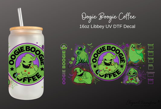 Oogie Boogie Coffee Wrap [UV DTF - 16oz Libbey Glass Can] | Ready to Apply | Physical Product | Transfer