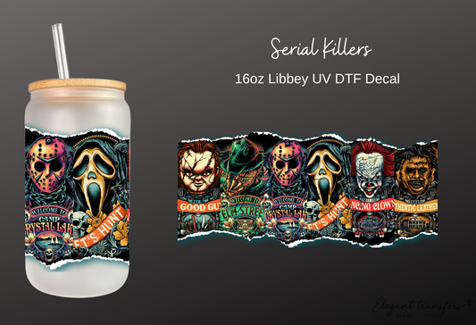 Serial Killers Wrap [UV DTF - 16oz Libbey Glass Can] | Ready to Apply | Physical Product | Transfer