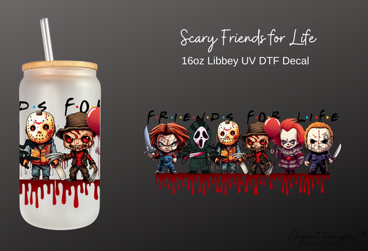 Scary Friends for Life Wrap [UV DTF - 16oz Libbey Glass Can] | Ready to Apply | Physical Product | Transfer
