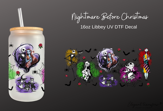 Nightmare Before Christmas Wrap [UV DTF - 16oz Libbey Glass Can] | Ready to Apply | Physical Product | Transfer