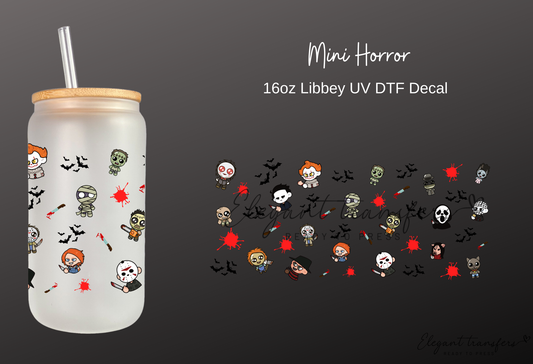 Mini Horror Wrap [UV DTF - 16oz Libbey Glass Can] | Ready to Apply | Physical Product | Transfer