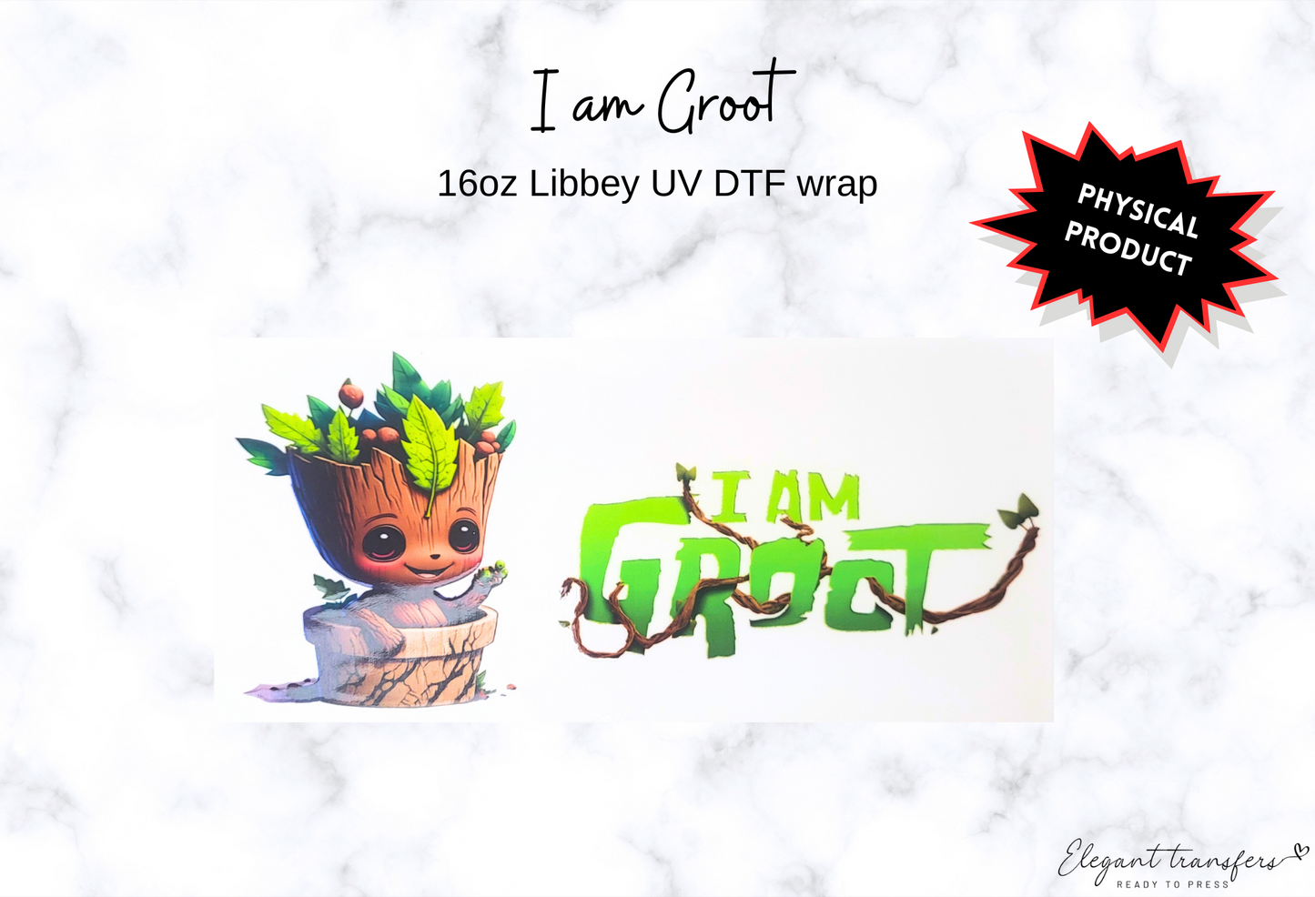 Groot Wrap [UV DTF - 16oz Libbey Glass Can] | Ready to Apply | Physical Product | Transfer