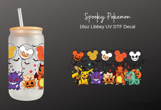 Spooky Pokemon  Wrap [UV DTF - 16oz Libbey Glass Can] | Ready to Apply | Physical Product | Transfer