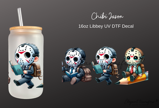 Chibi Jason Wrap [UV DTF - 16oz Libbey Glass Can] | Ready to Apply | Physical Product | Transfer