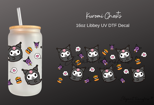 Kuromi Ghosts Wrap [UV DTF - 16oz Libbey Glass Can] | Ready to Apply | Physical Product | Transfer