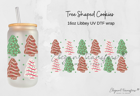 Tree Shaped Cookies Wrap [UV DTF - 16oz Glass Can] | Ready to Apply | Physical Item