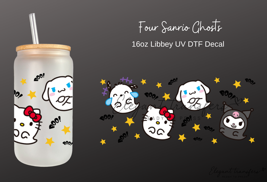 Four Sanrio Ghosts Wrap [UV DTF - 16oz Libbey Glass Can] | Ready to Apply | Physical Product | Transfer