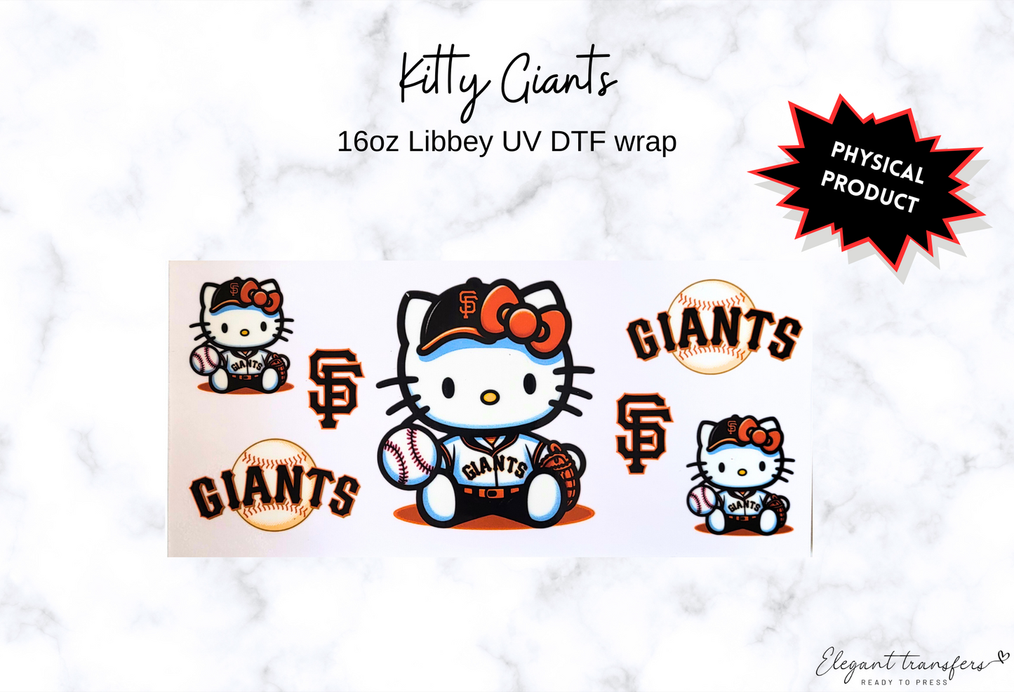 Kitty Giants Wrap [UV DTF - 16oz Libbey Glass Can] | Ready to Apply | Physical Product | Transfer