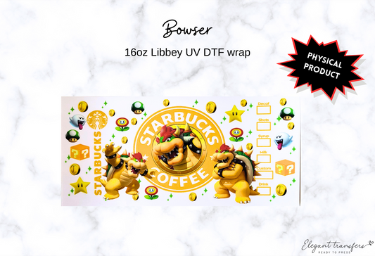 Bowser Wrap [UV DTF - 16oz Libbey Glass Can] | Ready to Apply | Physical Product | Transfer