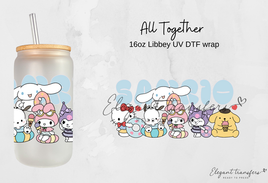 All Together wrap [UV DTF - 16oz Libbey Glass Can] | Ready to Apply | Physical Product