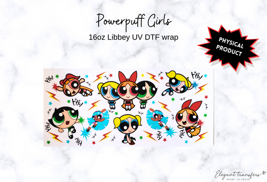 Powerpuff Girls Wrap [UV DTF - 16oz Libbey Glass Can] | Ready to Apply | Physical Product | Transfer