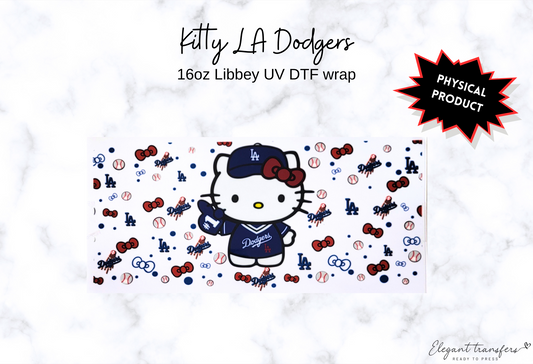 Kitty LA Dodgers Wrap [UV DTF - 16oz Libbey Glass Can] | Ready to Apply | Physical Product | Transfer