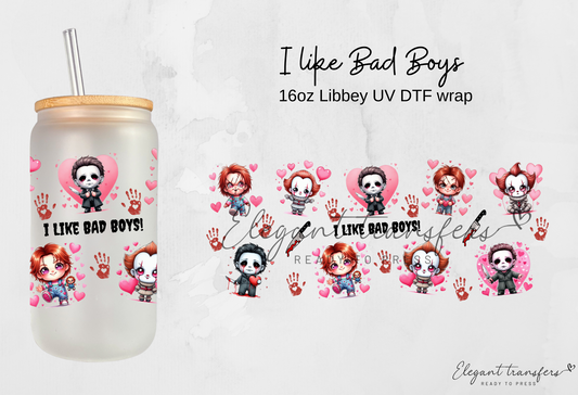 I like Bad Boys wrap [UV DTF - 16oz Libbey Glass Can] | Ready to Apply | Physical Product