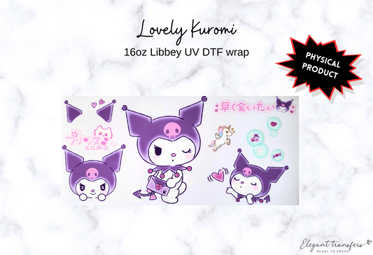 Lovely Kuromi Wrap [UV DTF - 16oz Libbey Glass Can] | Ready to Apply | Physical Product | Transfer