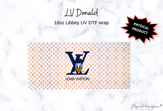 LV Donald Wrap [UV DTF - 16oz Libbey Glass Can] | Ready to Apply | Physical Product | Transfer