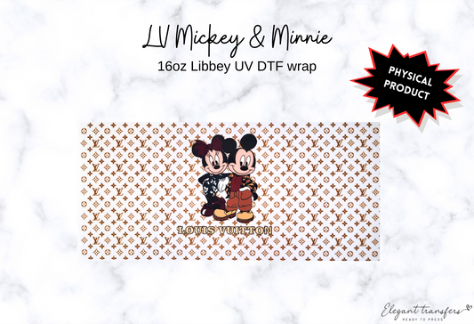 LV Mickey & Minnie Wrap [UV DTF - 16oz Libbey Glass Can] | Ready to Apply | Physical Product | Transfer