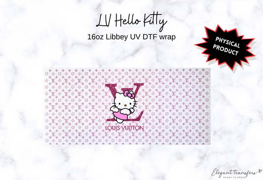 LV Hello Kitty Wrap [UV DTF - 16oz Libbey Glass Can] | Ready to Apply | Physical Product | Transfer