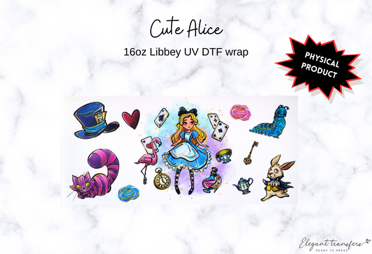 Cute Alice Wrap [UV DTF - 16oz Libbey Glass Can] | Ready to Apply | Physical Product | Transfer