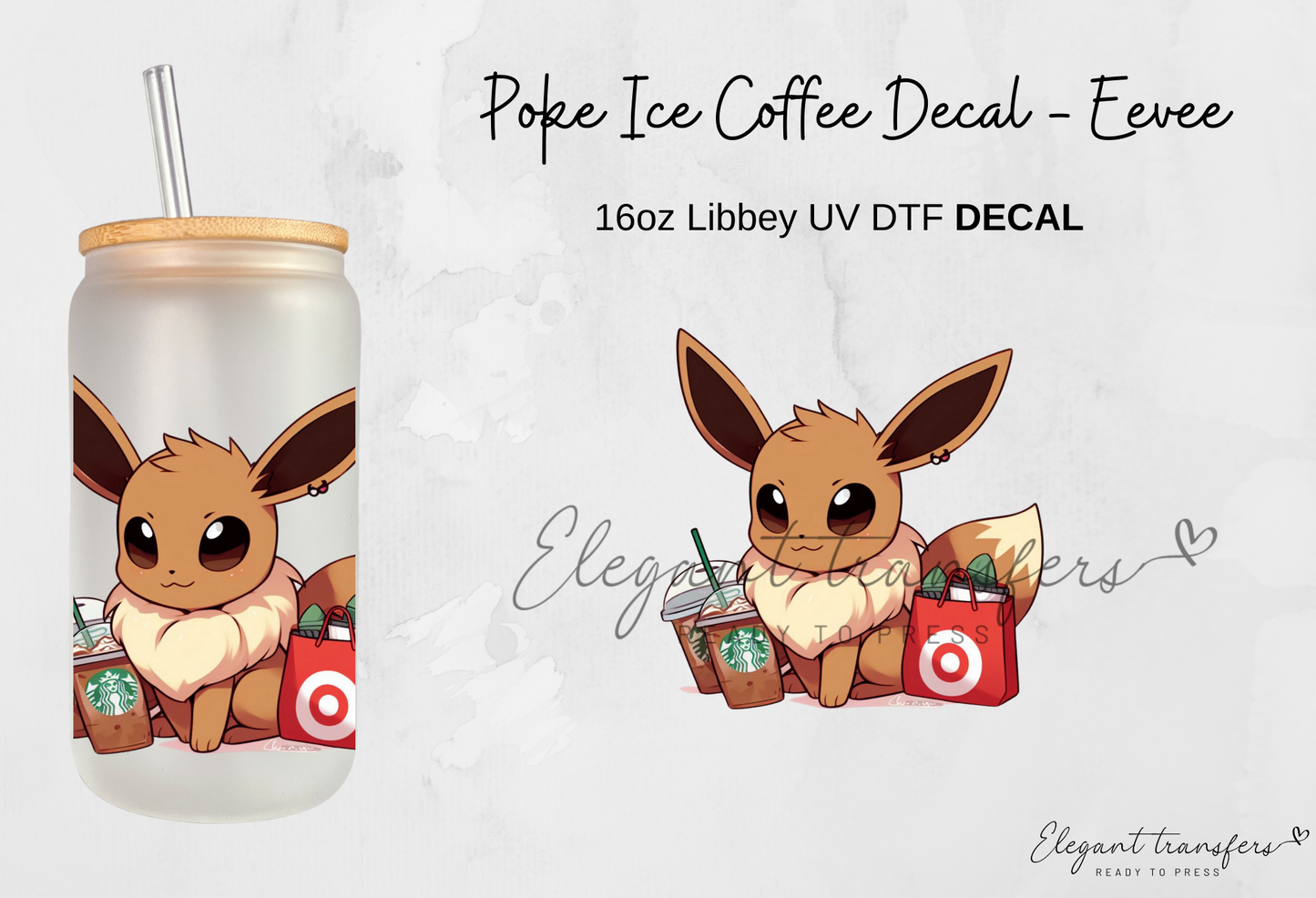 Poke & Coffee Decals Collection [EXCLUSIVE UV DTF - 16oz Glass Can] | Ready to Apply | Physical Item