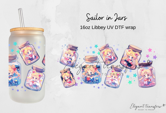 Sailor in Jars wrap [UV DTF - 16oz Libbey Glass Can] | Ready to Apply | Physical Product