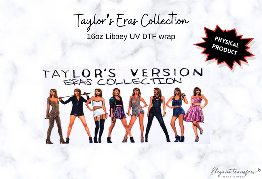 Taylor’s Eras Collection Wrap [UV DTF - 16oz Libbey Glass Can] | Ready to Apply | Physical Product | Transfer