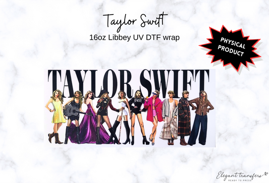 Taylor Swift Wrap [UV DTF - 16oz Libbey Glass Can] | Ready to Apply | Physical Product | Transfer