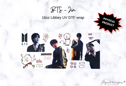 BTS - Jin Wrap [UV DTF - 16oz Libbey Glass Can] | Ready to Apply | Physical Product | Transfer