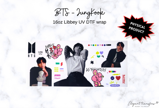 BTS - JungKook Wrap [UV DTF - 16oz Libbey Glass Can] | Ready to Apply | Physical Product | Transfer