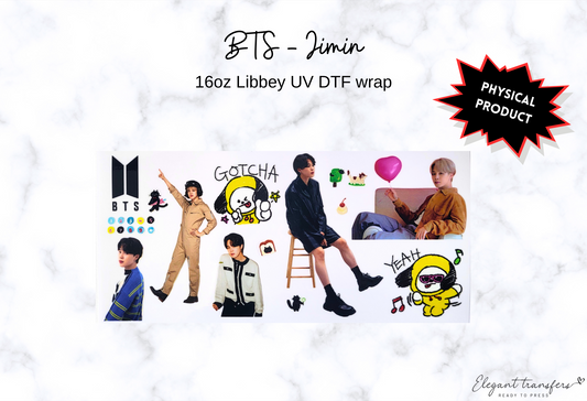 BTS - Jimin Wrap [UV DTF - 16oz Libbey Glass Can] | Ready to Apply | Physical Product | Transfer