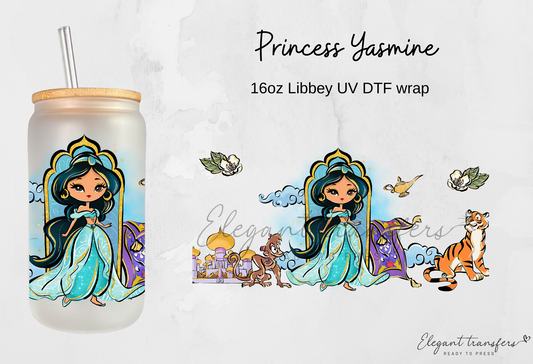 Princess Yasmine Wrap [UV DTF - 16oz Libbey Glass Can] | Ready to Apply | Physical Item