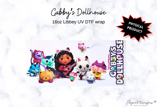 Gabby’s Dollhouse Wrap [UV DTF - 16oz Libbey Glass Can] | Ready to Apply | Physical Product | Transfer