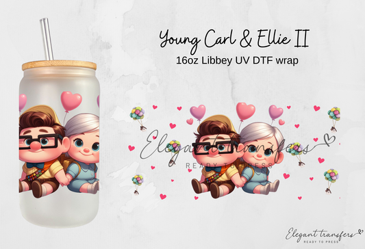 Young Carl & Ellie II wrap [UV DTF - 16oz Libbey Glass Can] | Ready to Apply | Physical Product