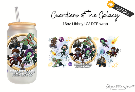 Guardians of the Galaxy Cup Wrap [UV DTF EXCLUSIVE - 16oz Libbey Glass Can] | Ready to Apply | Physical Product | Transfer