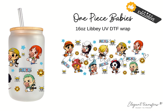 One Piece Babies Wrap [EXCLUSIVE - UV DTF - 16oz Libbey Glass Can] | Ready to Apply | Physical Item