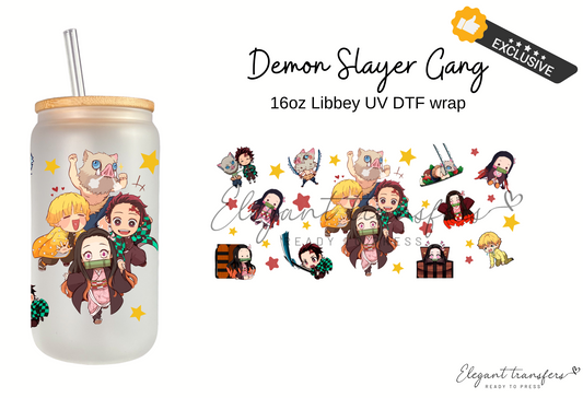 Slayer Anime Gang Wrap [EXCLUSIVE - UV DTF - 16oz Libbey Glass Can] | Ready to Apply | Physical Item