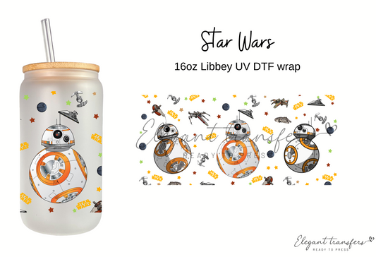 Star Wars Cup Wrap [UV DTF - 16oz Libbey Glass Can] | Ready to Apply | This is a Physical Product | Transfer | Waterproof | Anti-scratch