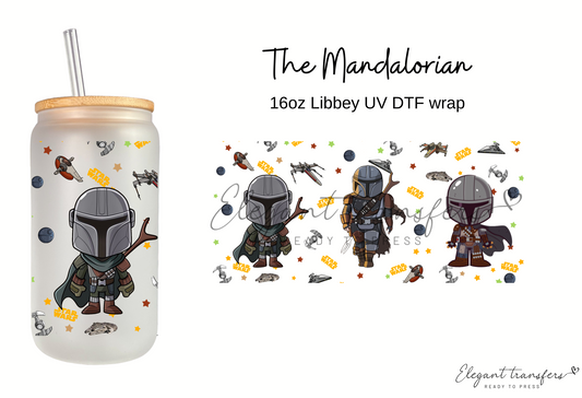 The Mandalorian Wrap [UV DTF - 16oz Libbey Glass Can] | Ready to Apply | Physical Item