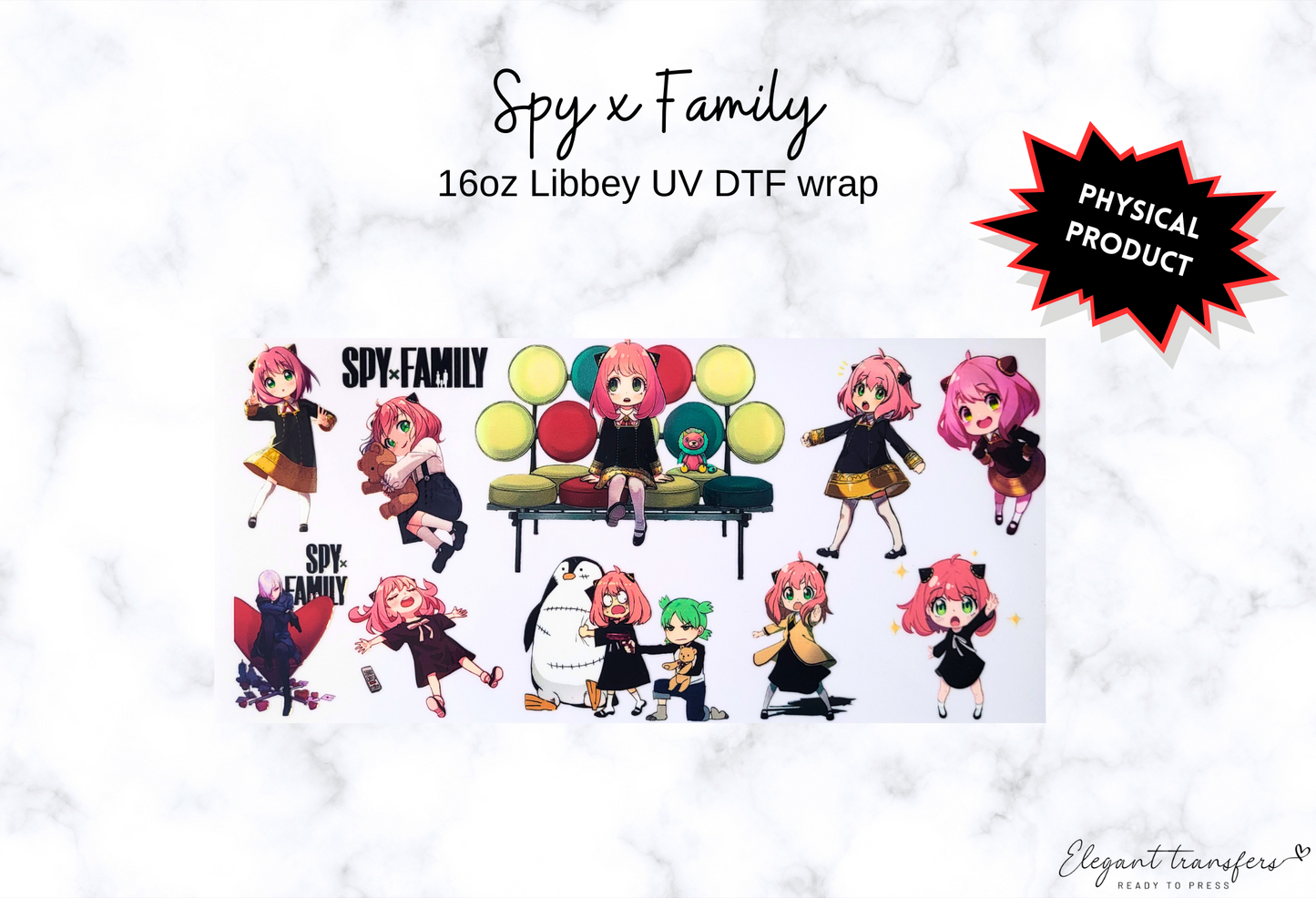 Spy x Family [UV DTF - 16oz Libbey Glass Can] | Ready to Apply | Physical Product | Transfer