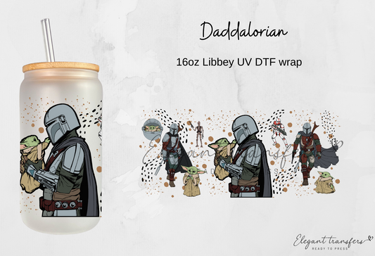 Daddalorian Cup Wrap [UV DTF - 16oz Libbey Glass Can] | Ready to Apply | Physical Product | Transfer