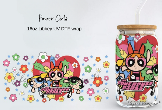 Power Girls Wrap [UV DTF - 16oz Libbey Glass Can] | Ready to Apply | Physical Item