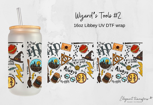 Wizard’s Tools #2 Wrap [UV DTF - 16oz Libbey Glass Can] | Ready to Apply | This is a Physical Product | Transfer | Waterproof | Anti-scratch