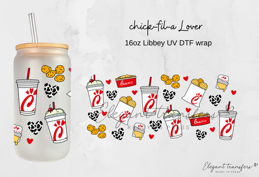 Fried Chicken Lover Wrap [UV DTF - 16oz Libbey Glass Can] | Ready to Apply | Physical Product