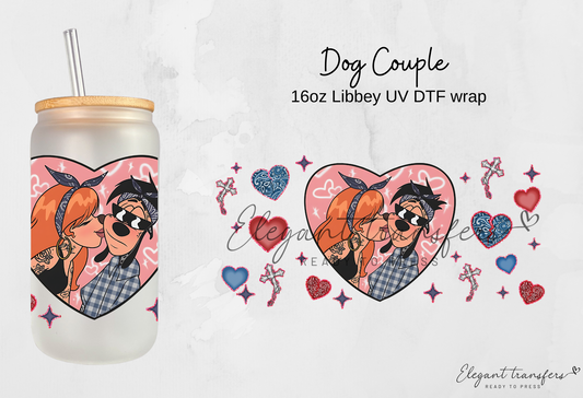 Dog Couple Wrap [UV DTF - 16oz Glass Can] | Ready to Apply | Physical Product | Transfer |