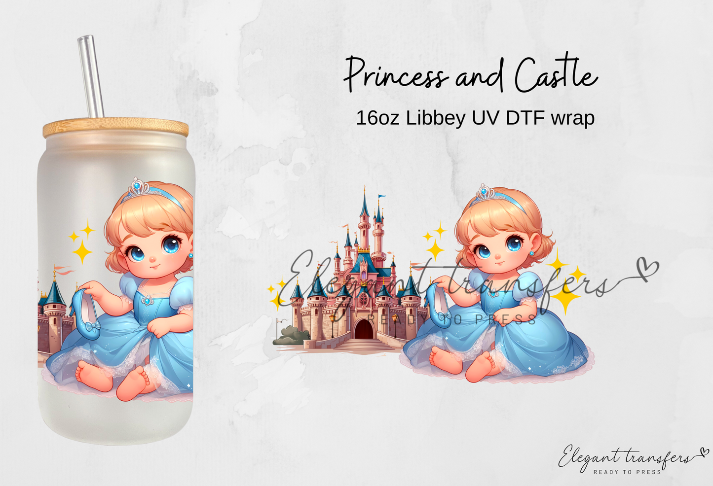 Princess and Castle Wrap [Libbey Glass Can] | Ready to Apply | Physical Product | Transfer
