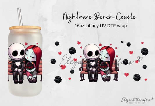 Nightmare Bench Couple Wrap [UV DTF - 16oz Glass Can] | Ready to Apply | Physical Product |