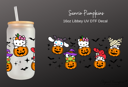 Sanrio Pumpkins Wrap [UV DTF - 16oz Libbey Glass Can] | Ready to Apply | Physical Product | Transfer